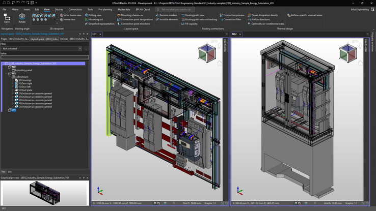 A 3D view of the entire secondary substation in  EPLAN Pro Panel