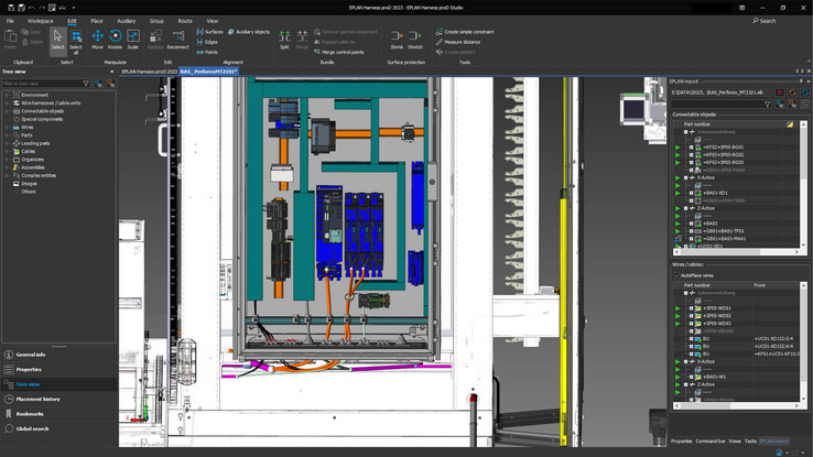 The digital twin of the control cabinet serves as the basis for quickly determining the starting point for cable connections